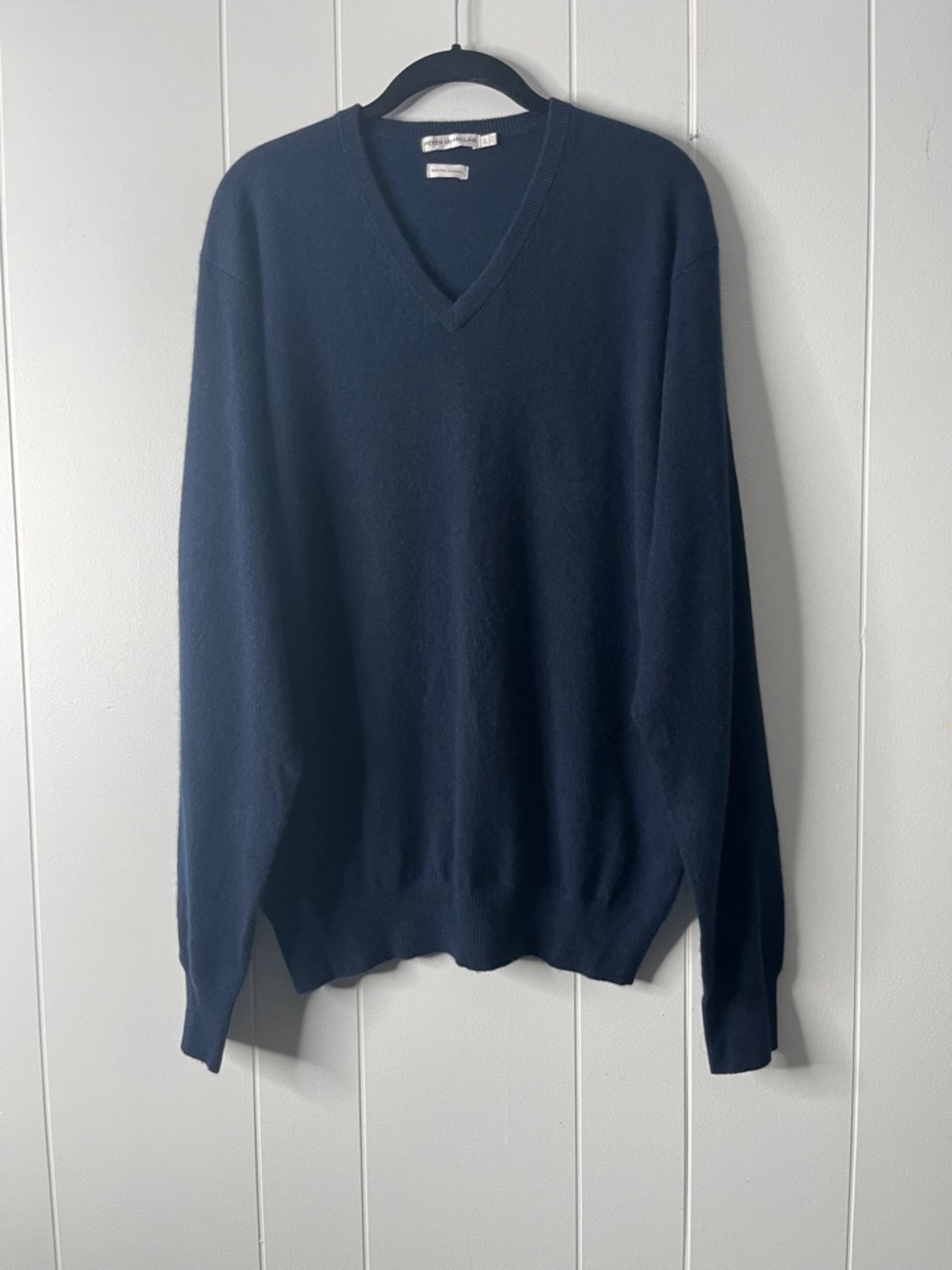Peter Millar Navy Blue V-Neck 100% Cashmere Sweater Men's L